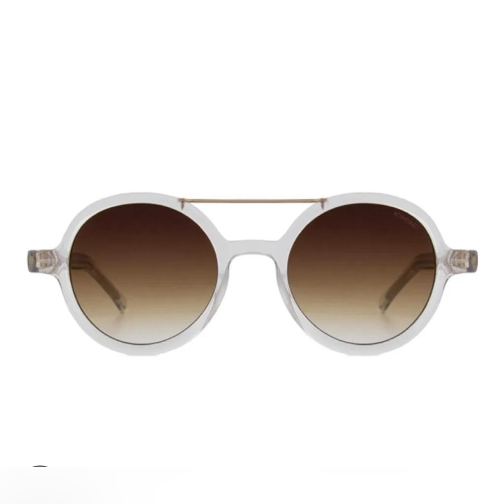 KOMONO Vivien Clear Sunglasses NEW Round Gold UV400 - Picture 2 of 12